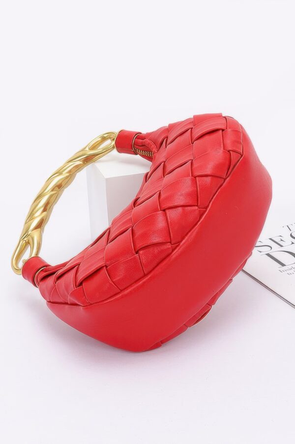Structured Faux Leather Bag with Braided Metal Handle
