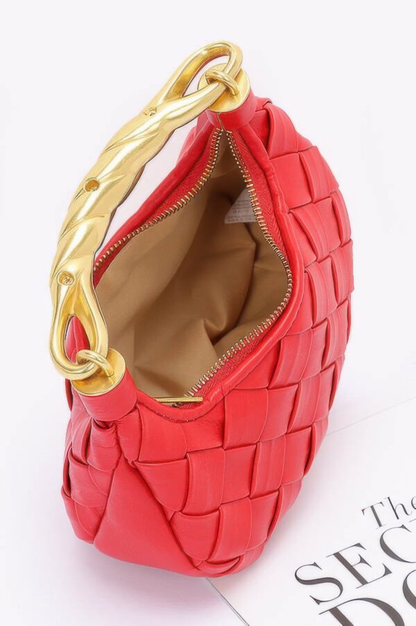 Structured Faux Leather Bag with Braided Metal Handle