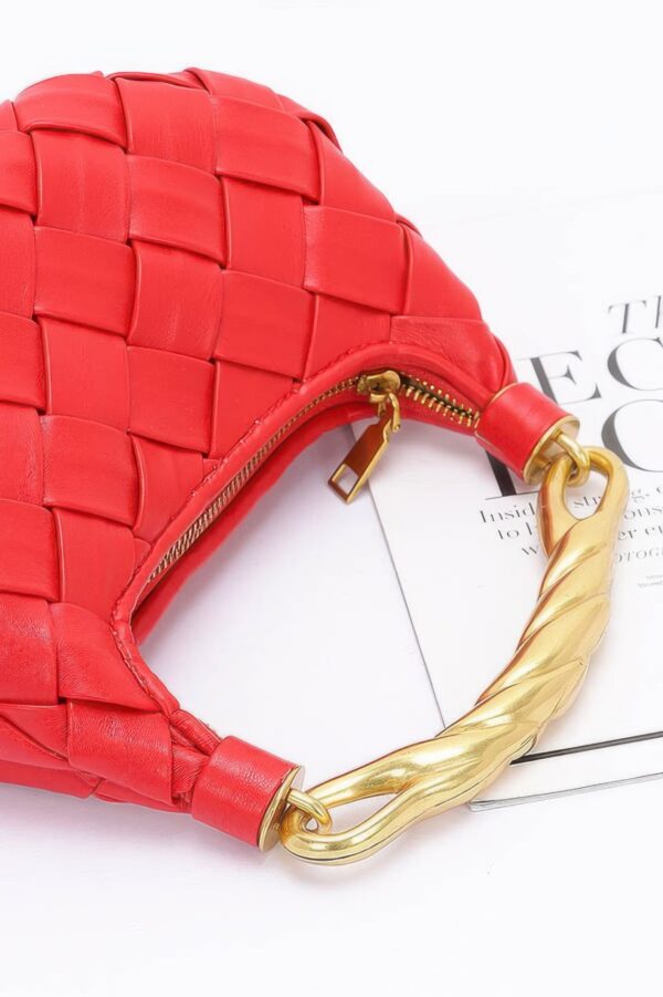 Structured Faux Leather Bag with Braided Metal Handle