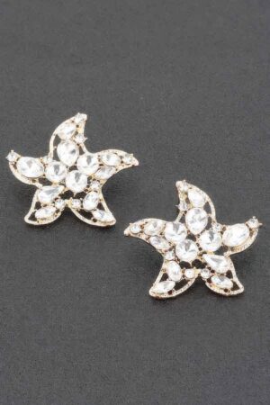 Rhinestone Starfish Party Earrings