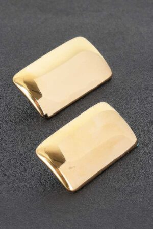 Gold-Plated Rectangular Statement Earrings