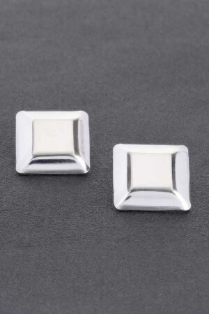 Gold-Plated Rectangular Metal Earrings – Polished Gold