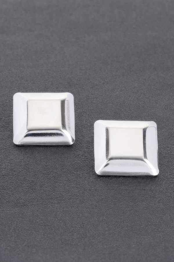 Gold-Plated Rectangular Metal Earrings – Polished Gold