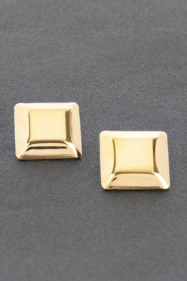 Gold-Plated Rectangular Metal Earrings – Polished Gold