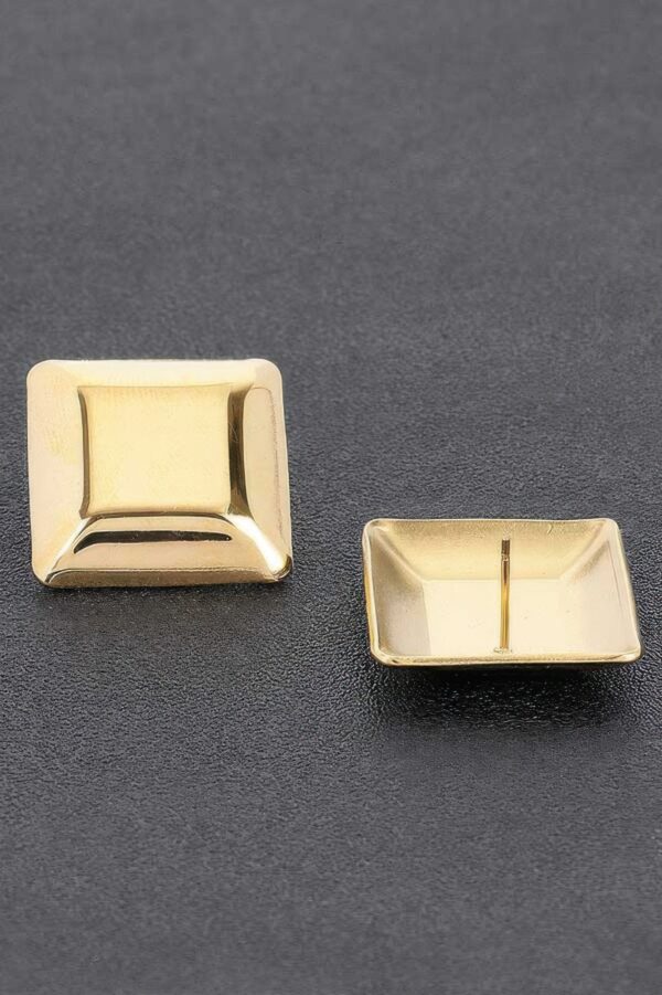 Gold-Plated Rectangular Metal Earrings – Polished Gold