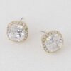 Rounded Square Rhinestone Stud Earrings – 0.5″