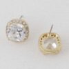 Rounded Square Rhinestone Stud Earrings – 0.5″
