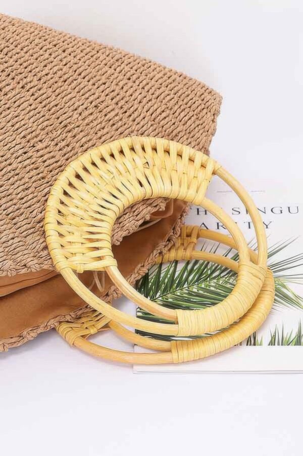 Faux Straw Tote Bag with Bamboo Handles – Structured Carryall