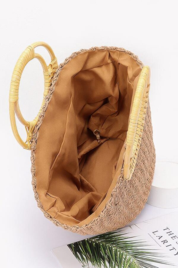 Faux Straw Tote Bag with Bamboo Handles – Structured Carryall