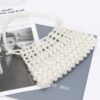 Pearl-Embellished Slim Evening Clutch – White