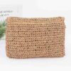 Handwoven Faux Straw Flower Flap Clutch – Slim Silhouette