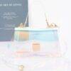 Holographic PVC Flap Clutch with Transparent Top Handle