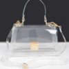Holographic PVC Flap Clutch with Transparent Top Handle