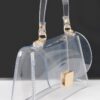Holographic PVC Flap Clutch with Transparent Top Handle