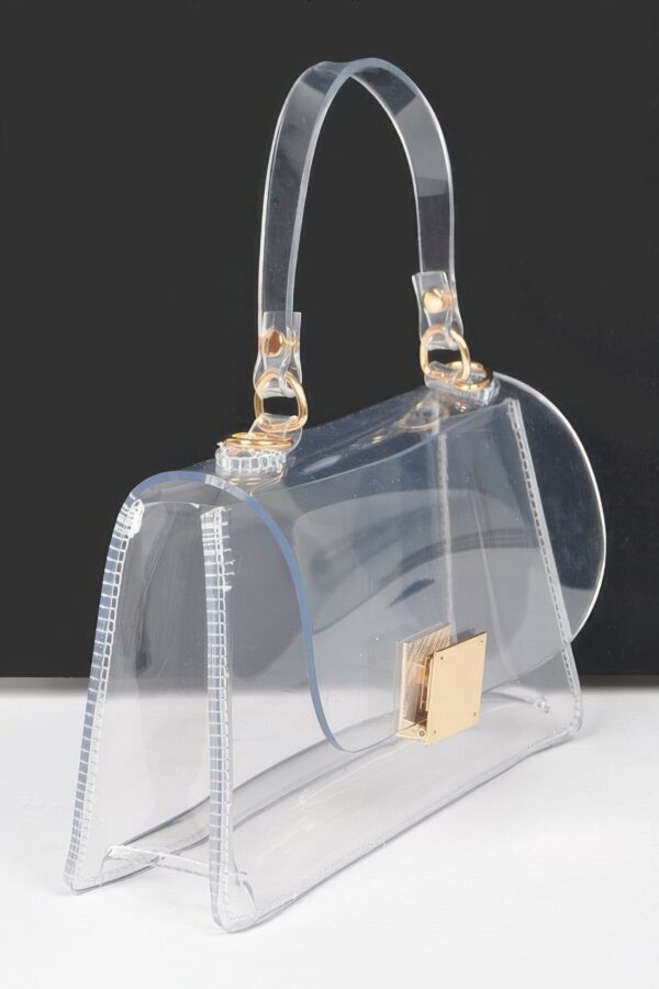 Holographic PVC Flap Clutch with Transparent Top Handle