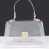 Holographic PVC Flap Clutch with Transparent Top Handle