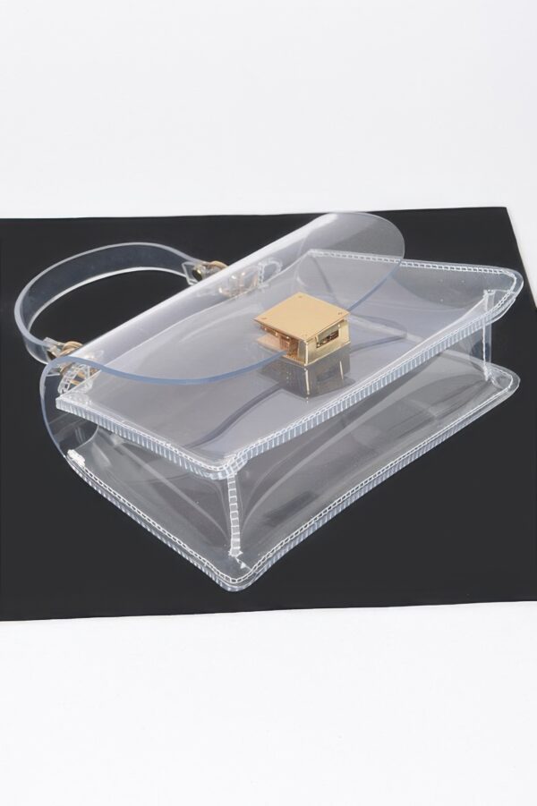Holographic PVC Flap Clutch with Transparent Top Handle