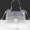Holographic PVC Flap Clutch with Transparent Top Handle