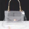 Transparent PVC Flap Clutch with Metal Handle