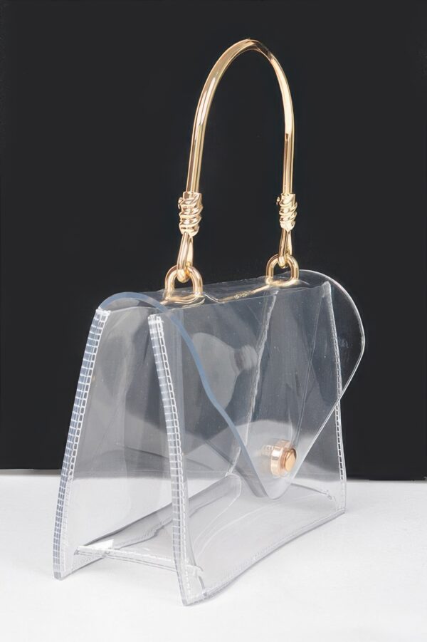 Transparent PVC Flap Clutch with Metal Handle