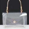 Transparent PVC Flap Clutch with Metal Handle