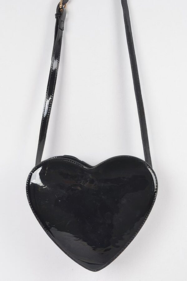 Compact Heart Crossbody Bag with Gold Hardware