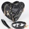Compact Heart Crossbody Bag with Gold Hardware