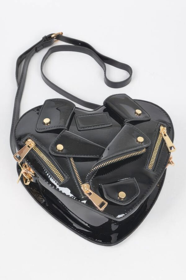 Compact Heart Crossbody Bag with Gold Hardware