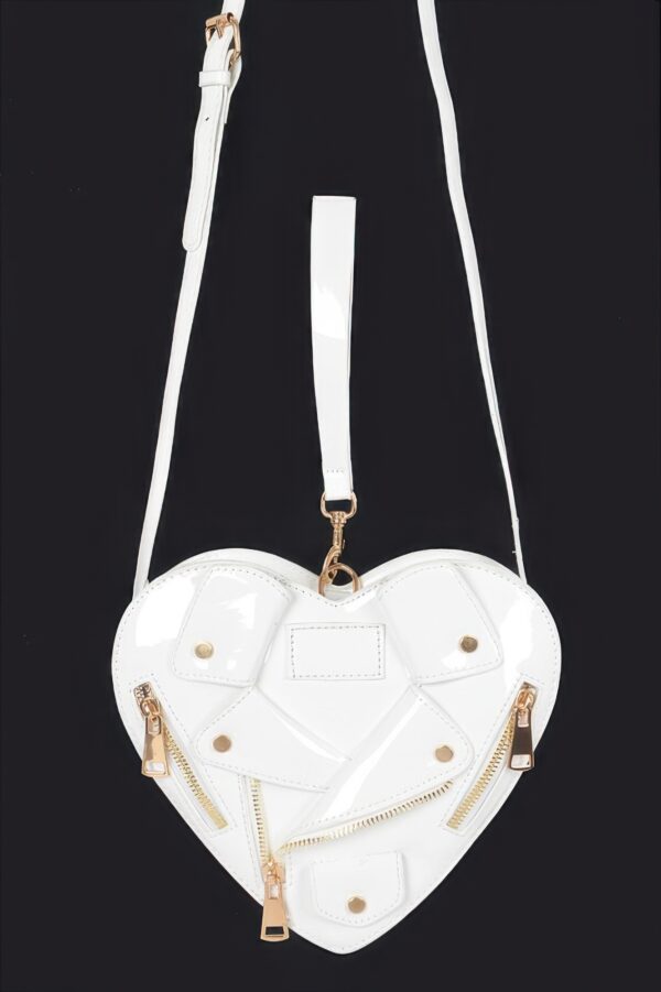 Compact Heart Crossbody Bag with Gold Hardware