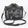 Faux Leather Studded Jacket Clutch – Metal Hardware