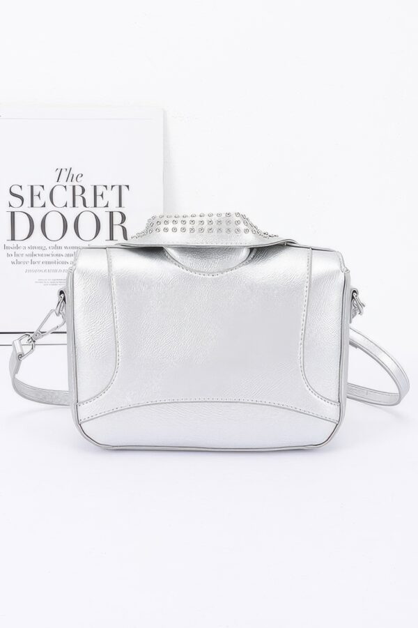 Faux Leather Studded Jacket Clutch – Metal Hardware