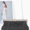 Rhinestone Party Clutch with Chain Strap – Black
