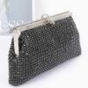Rhinestone Party Clutch with Chain Strap – Black