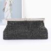 Rhinestone Party Clutch with Chain Strap – Black
