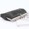 Rhinestone Party Clutch with Chain Strap – Black