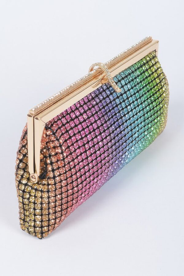 Rhinestone Party Clutch with Chain Strap – Black