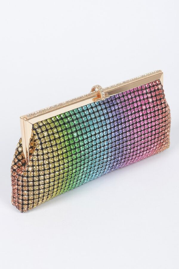 Rhinestone Party Clutch with Chain Strap – Black
