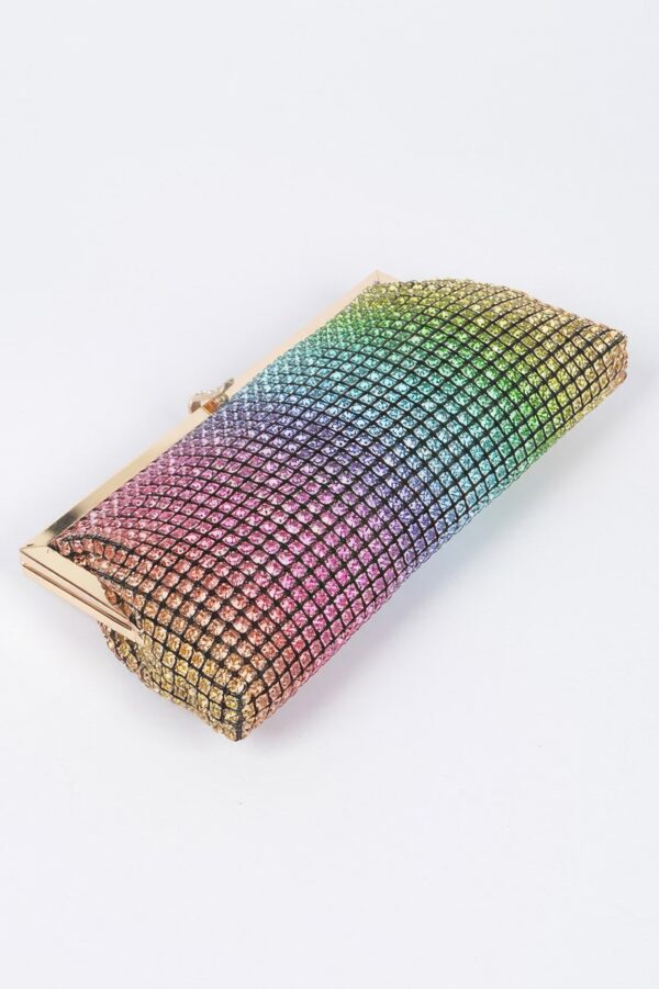 Rhinestone Party Clutch with Chain Strap – Black