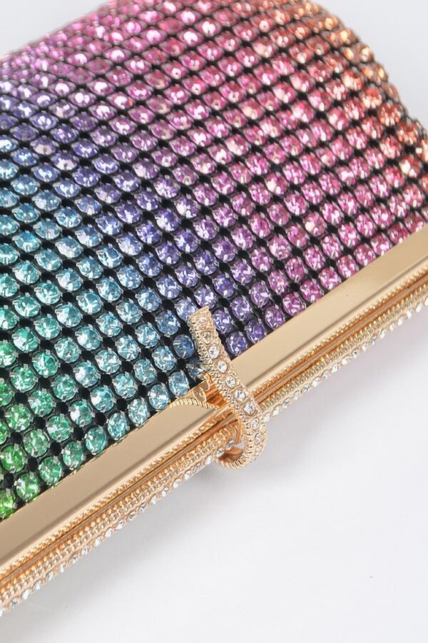 Rhinestone Party Clutch with Chain Strap – Black