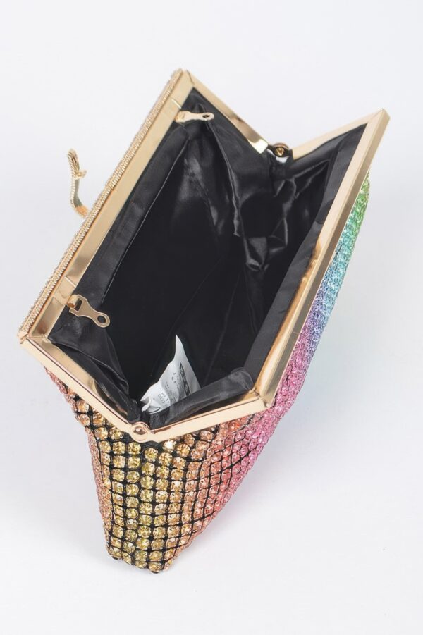Rhinestone Party Clutch with Chain Strap – Black