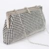 Rhinestone Party Clutch with Chain Strap – Black