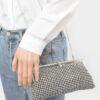 Rhinestone Party Clutch with Chain Strap – Black