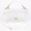 Clear Studded Flap Bag with Gold Hardware
