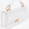 Clear Studded Flap Bag with Gold Hardware