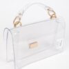 Clear Studded Flap Bag with Gold Hardware
