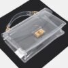 Clear Studded Flap Bag with Gold Hardware