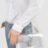 Clear Studded Flap Bag with Gold Hardware