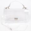 Clear Studded Flap Bag with Gold Hardware