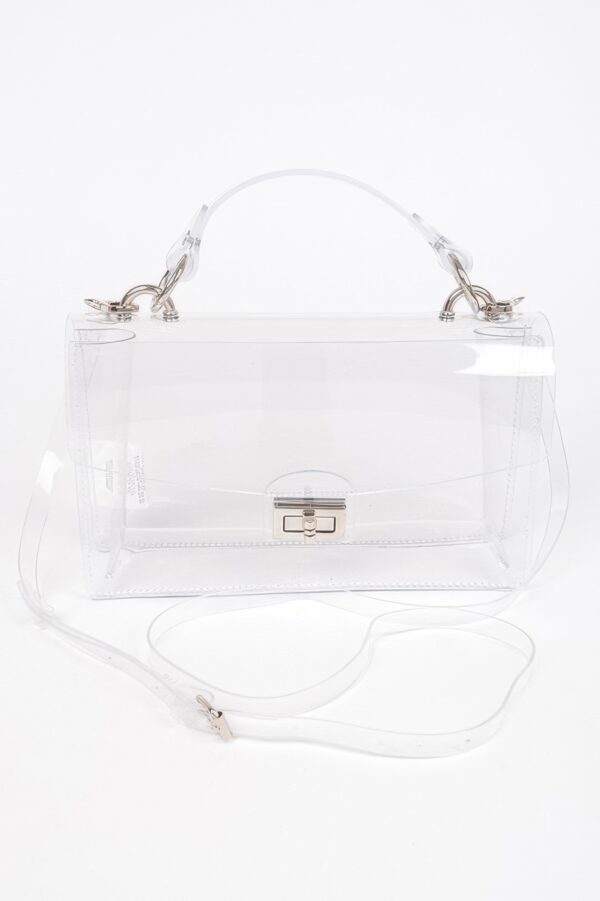 Clear Studded Flap Bag with Gold Hardware