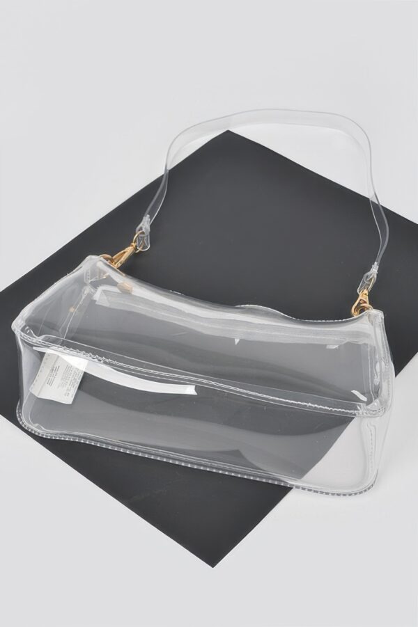 Glimmer Clear PVC Shoulder Bag with Gold Chain